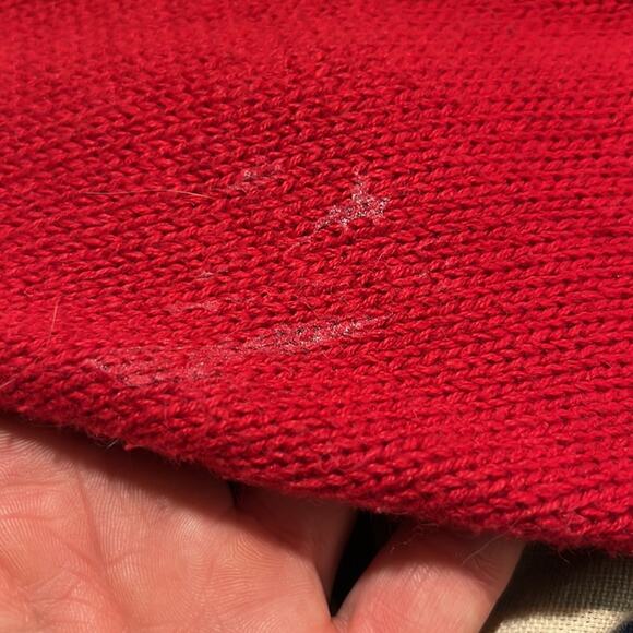 Vintage 90s August Max oversize VOLUP knit red holiday sweater beaded snowflakes - Picture 7 of 7